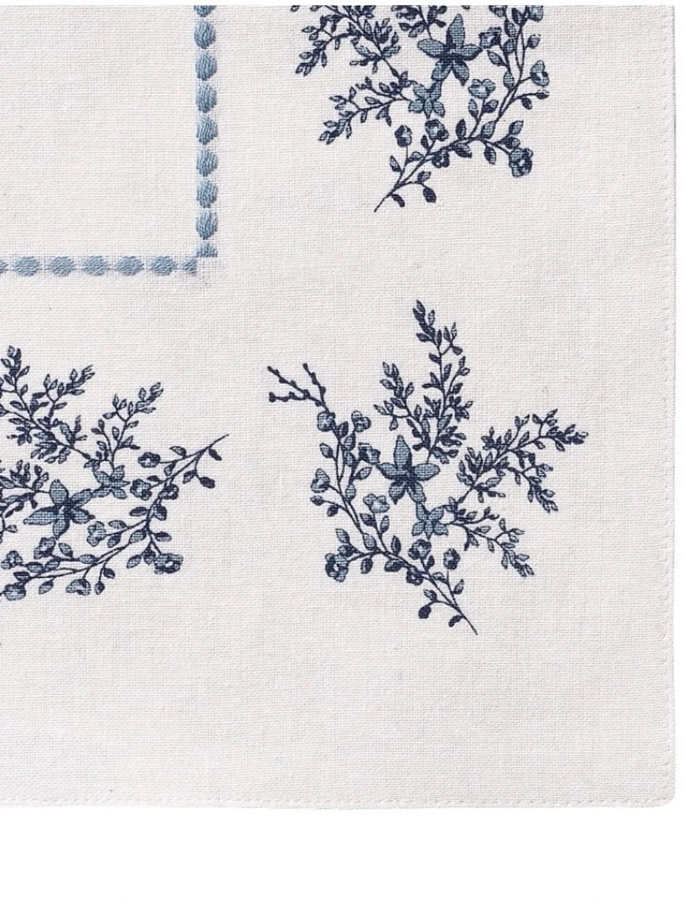 Floral Cotton Reversible Table Runner Blue and White 14 × 90-inch My Texas House